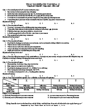 Trắc nghiệm ôn tập Hóa học Lớp 12 - Chuyên đề Mệnh đề - Nhận định  Đếm chất - Bùi Thành Danh